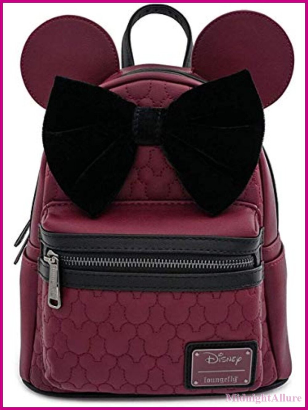 Faux Leather Quilted Mini Backpack with 3D Ears and Velvet Bow Adjustable Straps
